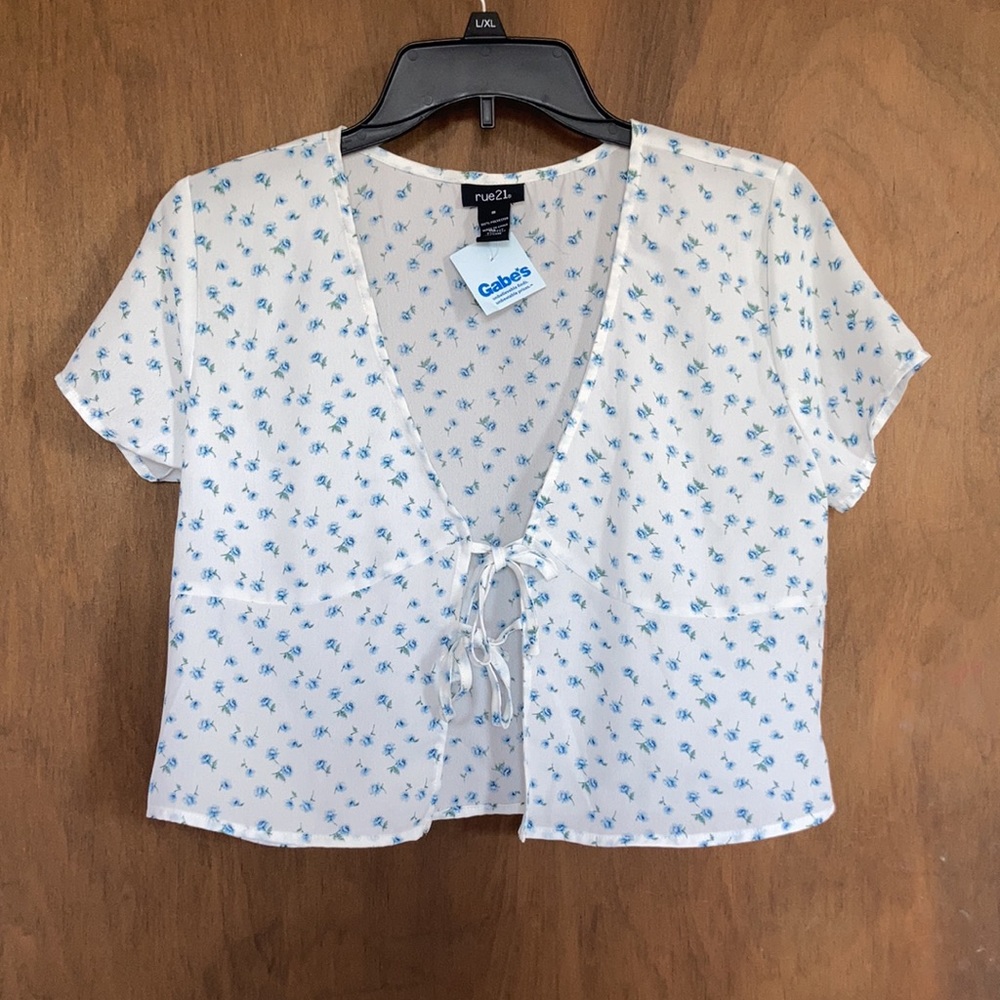 3/$12 Rue21 top floral print top ties in front boho summer casual beach S junior - Picture 11 of 15